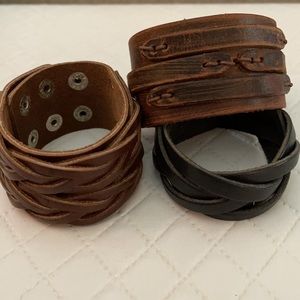 Brown and black bracelets